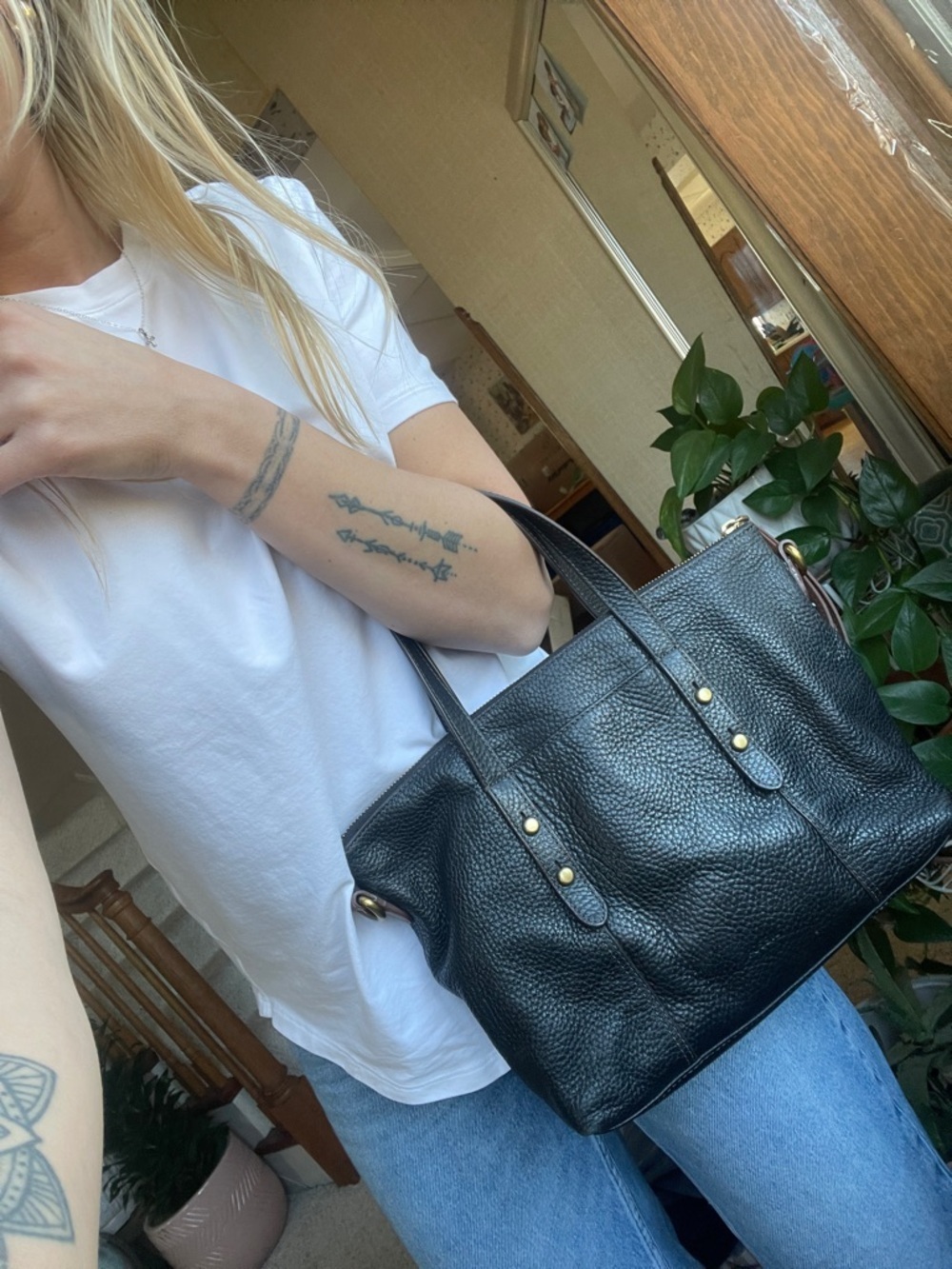 Fossil Classic Black Leather Jenna Crossbody Shoulder Bag
